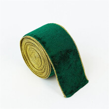 Velvet Wired Christmas Ribbon, 5" Khaki Gold Crushed Velvet – Gift Wrapping, Tree Decor, Crafts, Wreaths – Compatible with Holiday Projects