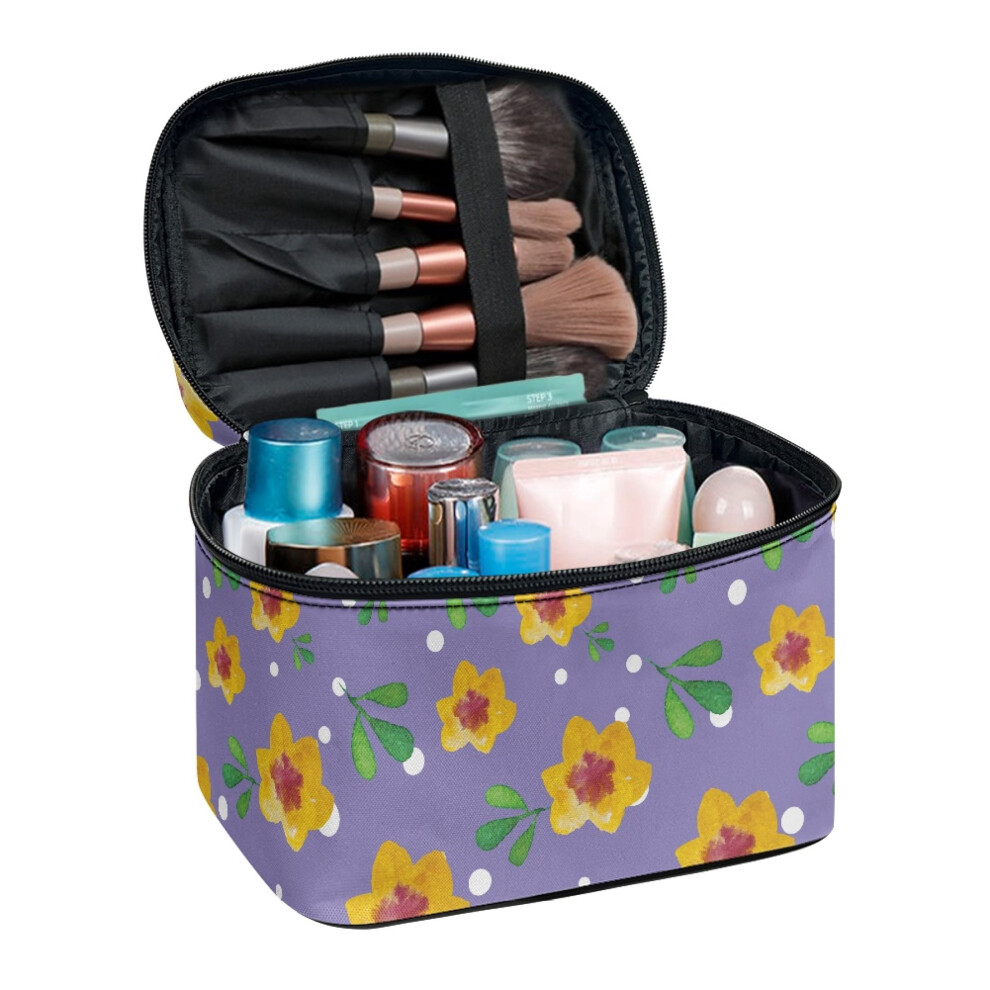 Travel Makeup Organizer Bag with Brush Slots Polyester