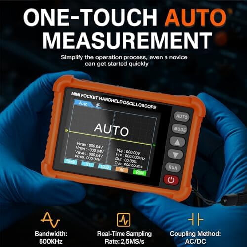 Handheld Oscilloscope with Probe Kit 500kHz 2.5MS/s 2