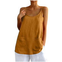 Women's Cotton-Linen Camisole Top Yellow S