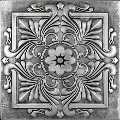 Victorian Foam Ceiling Tile Antique Silver 8 pcs 21.6 sq ft