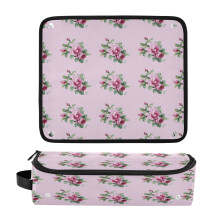 Hair Tool Organizer Bag with Heat Resistant Mat Removable Travel Storage Case for Hot Air Brushes Curling Irons Pink Vintage Roses Pattern