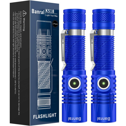 LED-taskulamppu USB-ladattava vedenpitävä 2 kpl