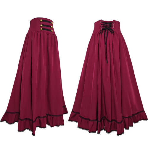 Falda larga medieval fluida estilo renacentista para mujer