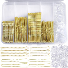 Metal Hair Clips Set Brown U-Shaped Straight Non-Slip 12 pcs