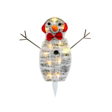 Bonhomme de neige lumineux LED à piquet pour jardin, décoration de Noël extérieure