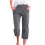 Women's Linen Blend Capris with Pockets Dark Gray S 1