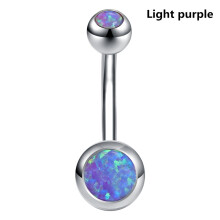 Opal Stone Stainless Steel Belly Ring Light Purple 1 Pc