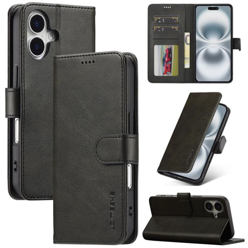 Imeeke Pu Leather Flip Case For Iphone 16 Plus Black 908436769488