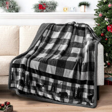 Sherpa Fleece Throw Blanket Navy Blue 50x60 Inches