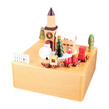 Mechanical Music Box Castle Toy Rotating for Tabletop Decor Gift Collectible brown Christmas tree