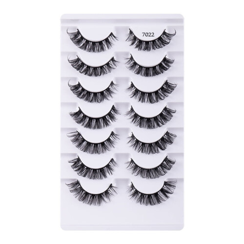 Curly False Eyelashes Natural Thick Voluminous Style 7 Pairs