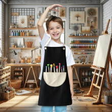 Kids Art Apron for Painting & Crafts, Adjustable Ties + Pocket, 23.62x18.11", Multi-Color – Compatible with Kids Ages 3-12