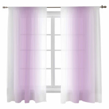 Ombre Sheer Curtains Purple White 52x63 Rod Pocket Voile 2