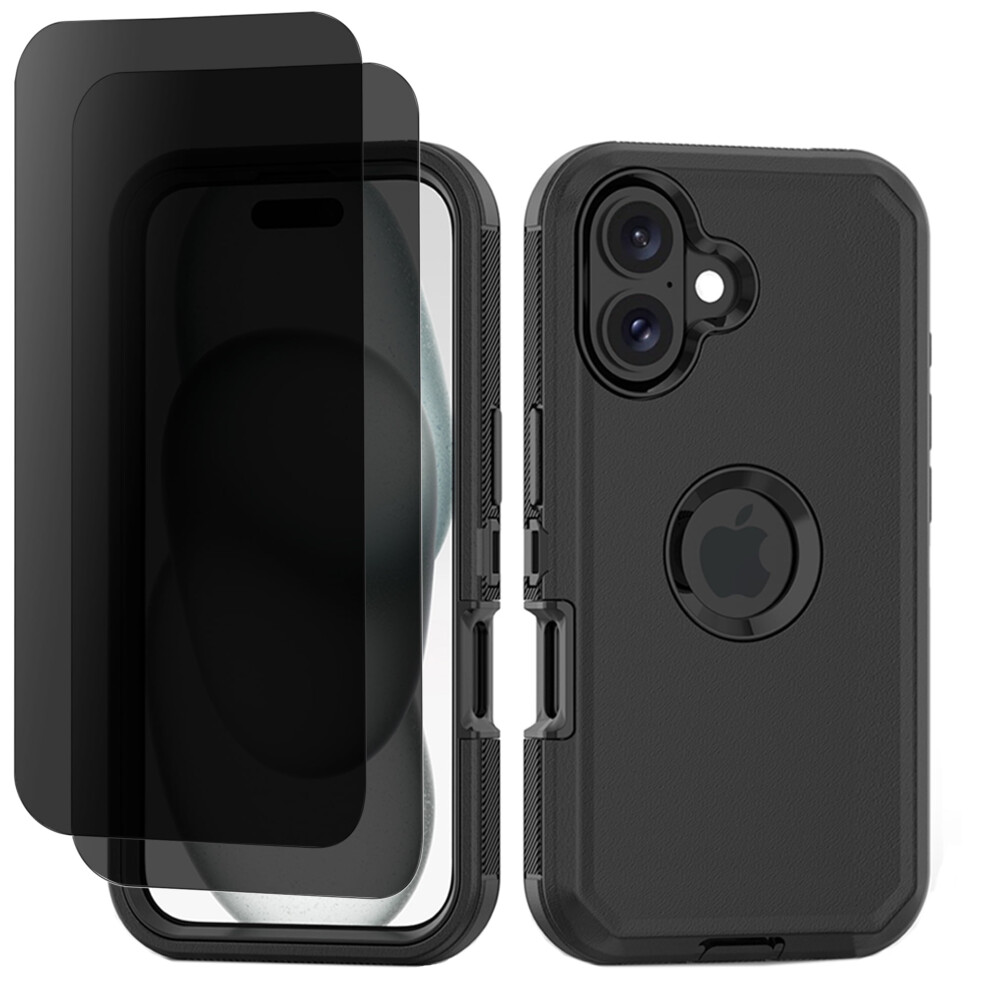 Iphone 16 Heavy Duty Shockproof Case With Privacy Tempered 971050707525