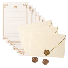 Vintage Paper Stationery Set 6 Letter Paper Lined Sheets 3 Matching Envelopes 3 Seal Stamp Sticker for Wedding