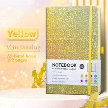 Glitter Notebook 8.3x5.7", 160 Lined Pages, Thick Paper, Hardcover with Elastic Closure & Strap – Never Peel Off Glitter