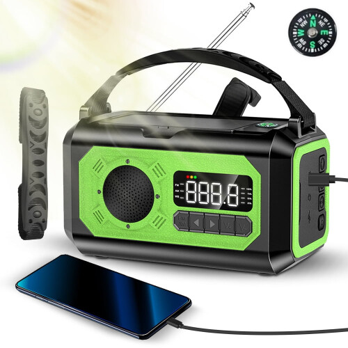 Rádio meteorológico NOAA com SOS e carregamento solar/manivela/USB 1
