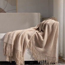 Knitted Tweed Throw Blanket 68"x50", Super Soft & Breathable – Compatible with Living Room, Couch, Bed, Sofa, Bedroom Decor