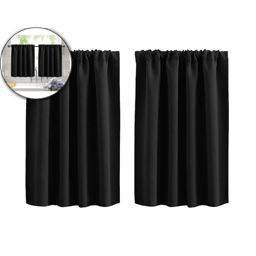 Short Black Thermal Insulated Curtains