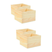Unfinished Wooden Box Rustic DIY Craft Storage 4 pcs