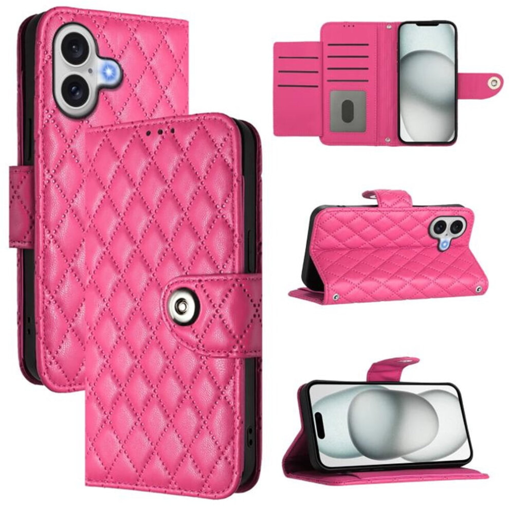 Rose Pu Leather Wallet Case For Iphone 16 With Magnetic Red 971050717913