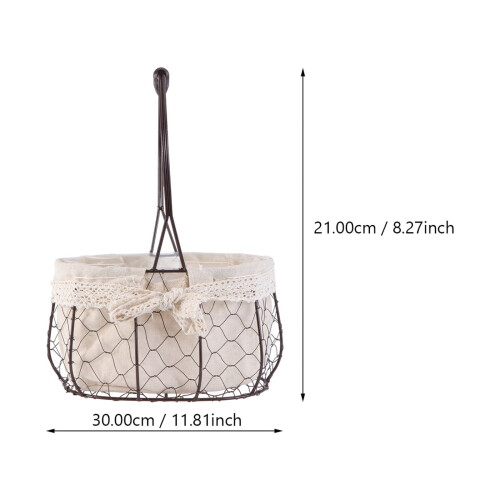 Handheld Flower Basket Iron Cloth Dark Brown 1Set 1