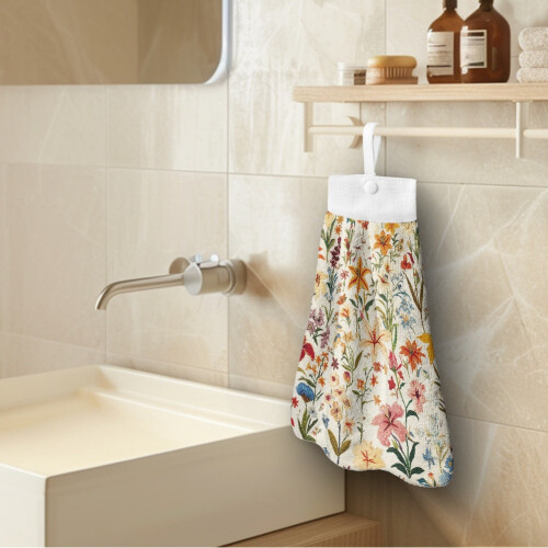 Floral Kitchen Hand Towels with Hanging Loops 2-Pack 2