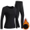 Women's Solid Thermal Pajama Set Black Large 1