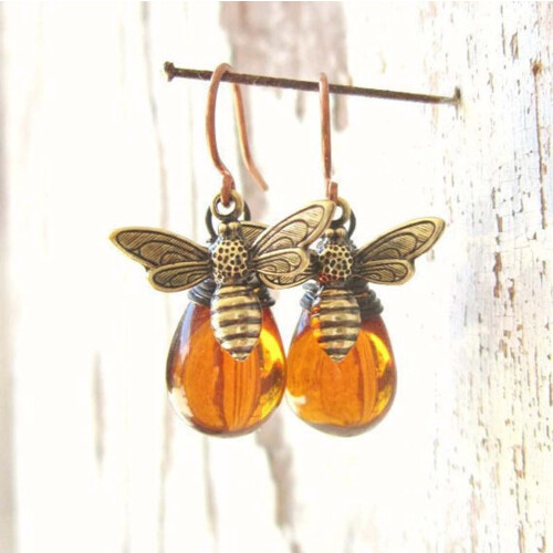 Σκουλαρίκια Retro Bee Drop Amber1Pear 1