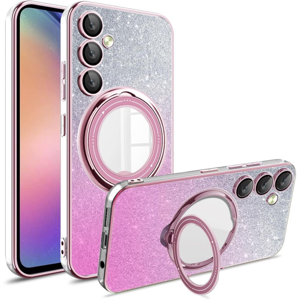 Samsung Galaxy S22 Ring Stand Case Glitter Shockproof Pink 971050719955