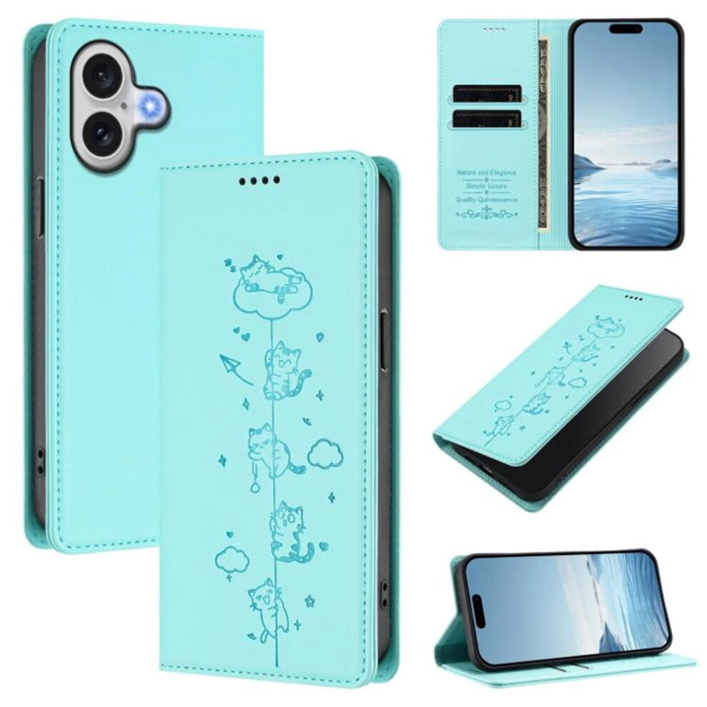Iphone 16 Leather Flip Wallet Case With Rfid Blocking Green 971050370330