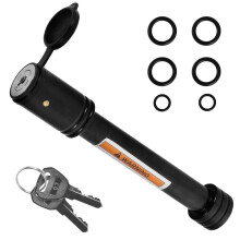 Stainless Steel 5/8" Hitch Receiver Pin Lock, Keyed Alike, for Class III/IV 2" Receivers – Fits Bike Racks, Trailers, Tow Gear – Black