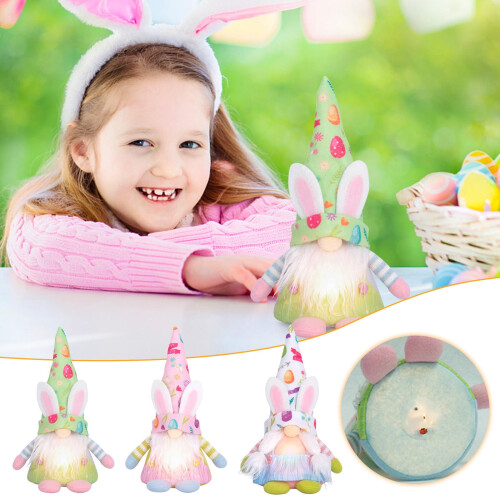 Lighted Bunny Easter Gnome 9.84 inch LED Tomte Elf