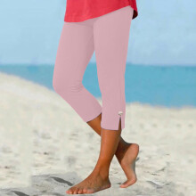 Women's Capri Leggings Pink Stretchy Knee-Length Trousers
