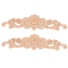 Hemoton Wood Carved Appliques Decorative Onlays 2 pcs
