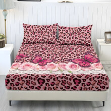 Butterfly Rose Printed Twin Sheet Set with Pillowcase Pink
