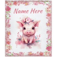 Deer Floral Personalized Blanket Soft Lightweight 40x30 Inch