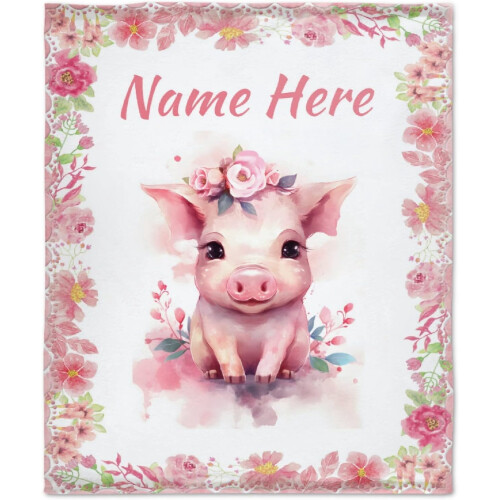 Deer Floral Personalized Blanket Soft Lightweight 40x30 Inch