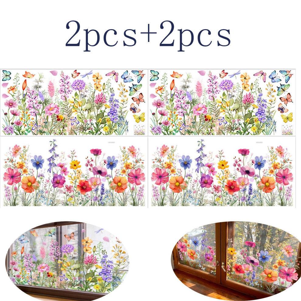 Colorful Flower Bouquet Window Sticker Static Double-Sided