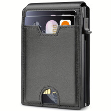 Minimalist Wallet For Men - With Money Clip Slim Leather Slots Credit Card Holder RFID Blocking Bifold Carbon Fiber Wallet