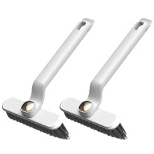 2pcs Crevice Cleaning Brush, 2in1 Carpet Deck Brush Floor Scrubber Floor Cleaning Brush And Clip For Bathroom, White