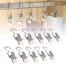360 Rotating Stainless Steel Hanging Hook Clips – Clothespin Hat/Pants Storage, Towel/Boot Hangers, Compatible with Closet