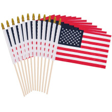 12-Pack 4x6" Small US Flags on Stick – Tear-Resistant Polyester, Kid-Safe Rounded Top, for 4th of July, Memorial Day, Parades & Outdoor Events
