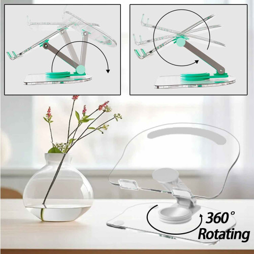 Akryl laptopstativ med 360 roterende base og foldbar 1