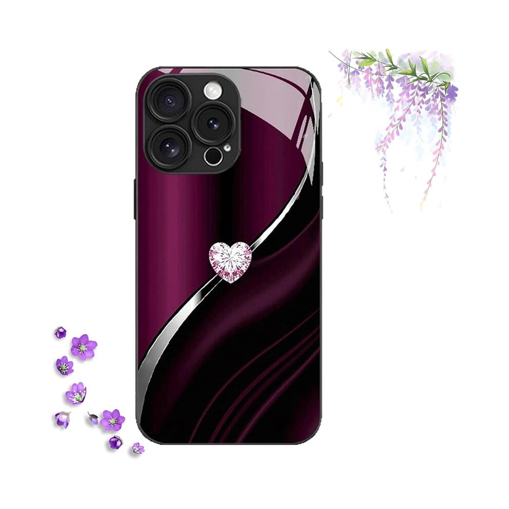 Sparkling Heart Hard Case For Iphone, Shockproof Tempered Black/Purple 971050359717