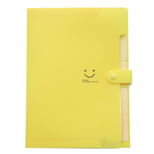 AuroraX Expanding Accordion Folder with 5 Pockets Yellow