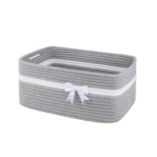 Large Woven Storage Basket with Handles, Gray – Compatible with Nursery, Living Room, Shelves; Gift Bow Basket, Pet Toy Bin