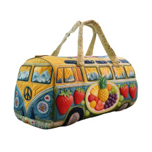 Willtoo 60s Bohemian Style Quilted Duffle Bag, Retro Travel Bags for Women, Original Boho Weekender Bag with Adjustable Strap for Gym
