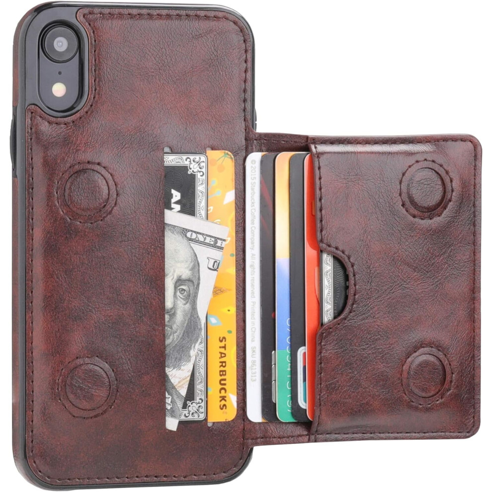 Leather Wallet Case For Iphone Xr Shockproof Brown 971050705958